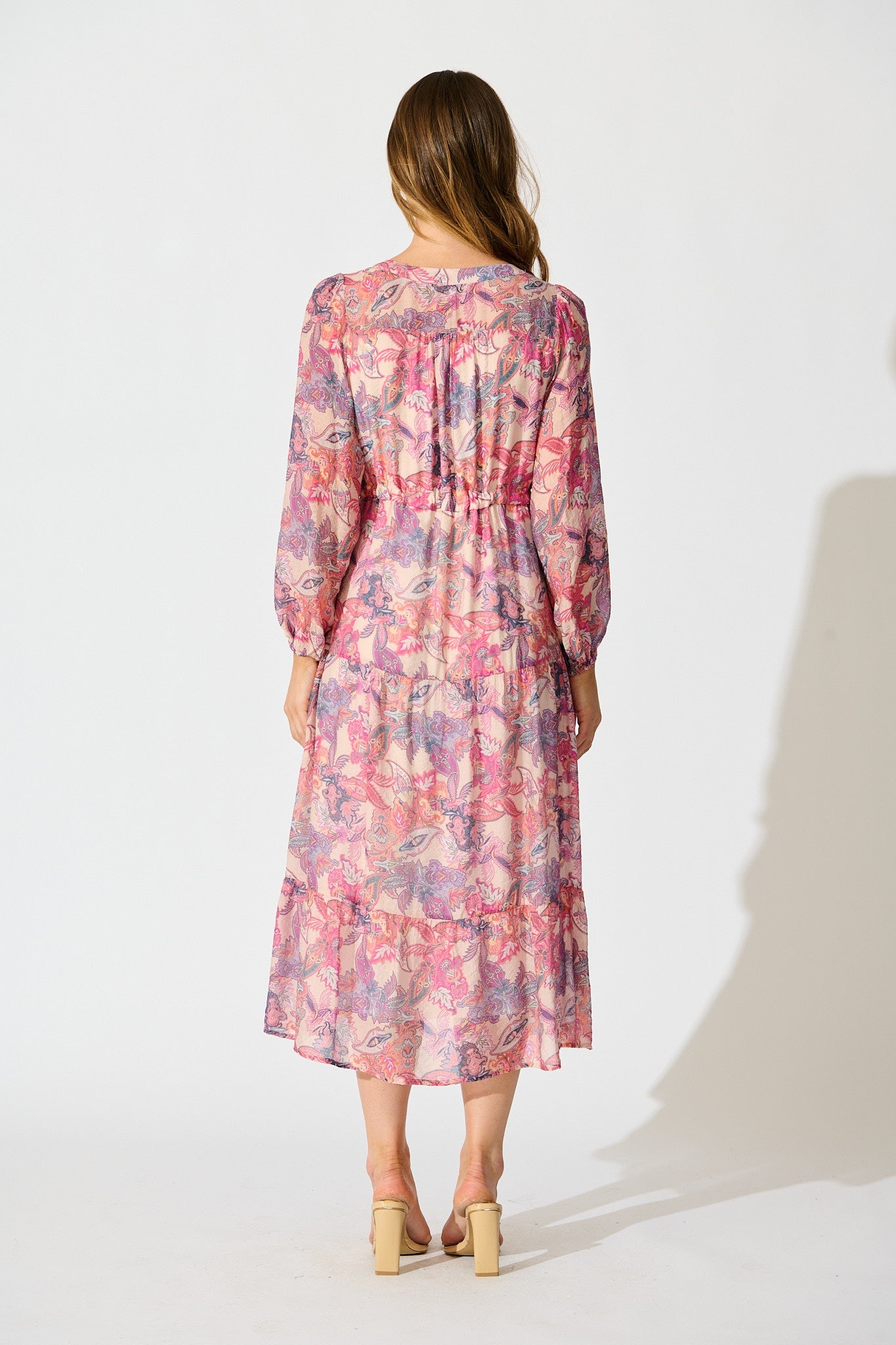 Marise Midi Dress in Pink Multi Print