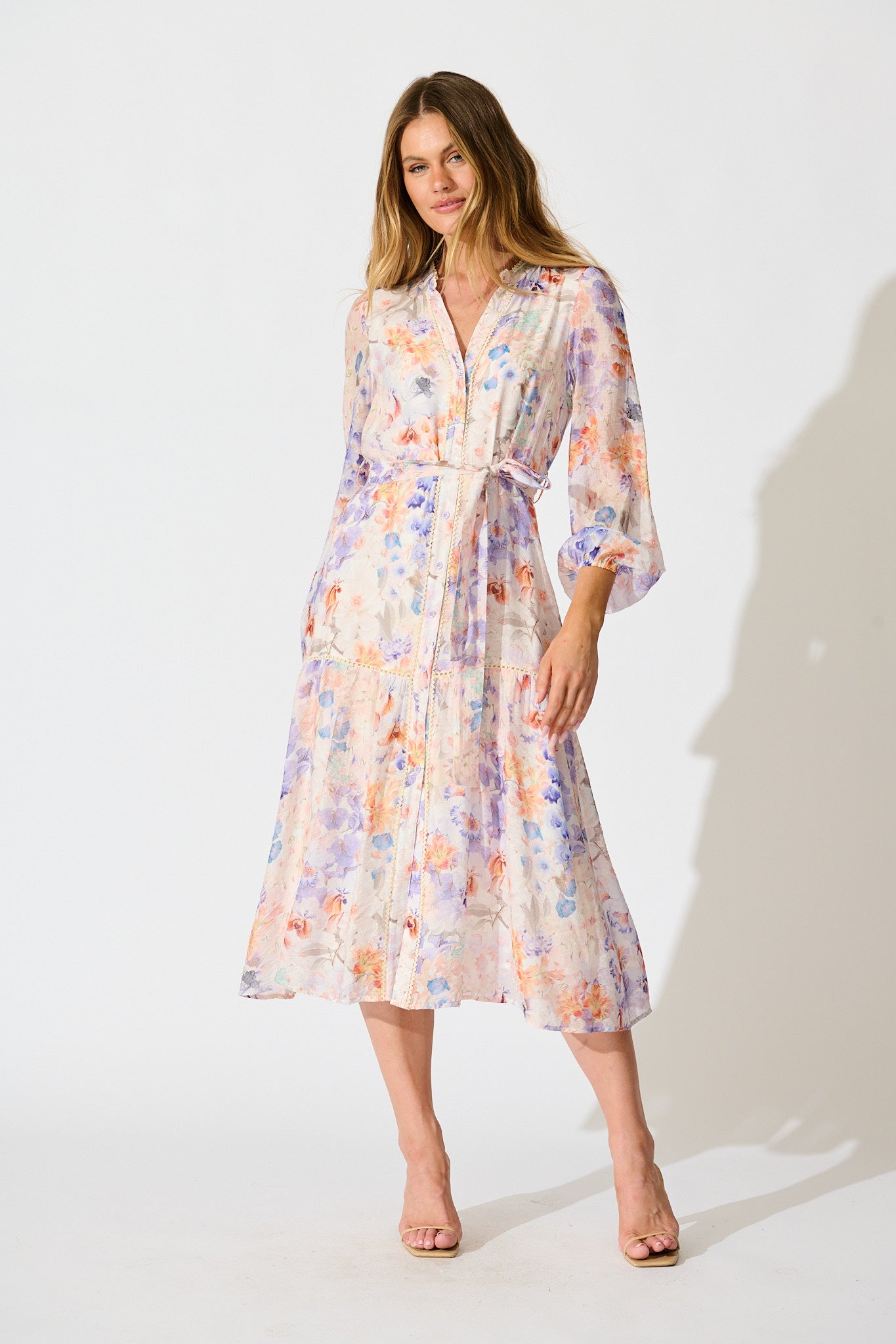 Vivette Midi Dress in Multi Floral Print