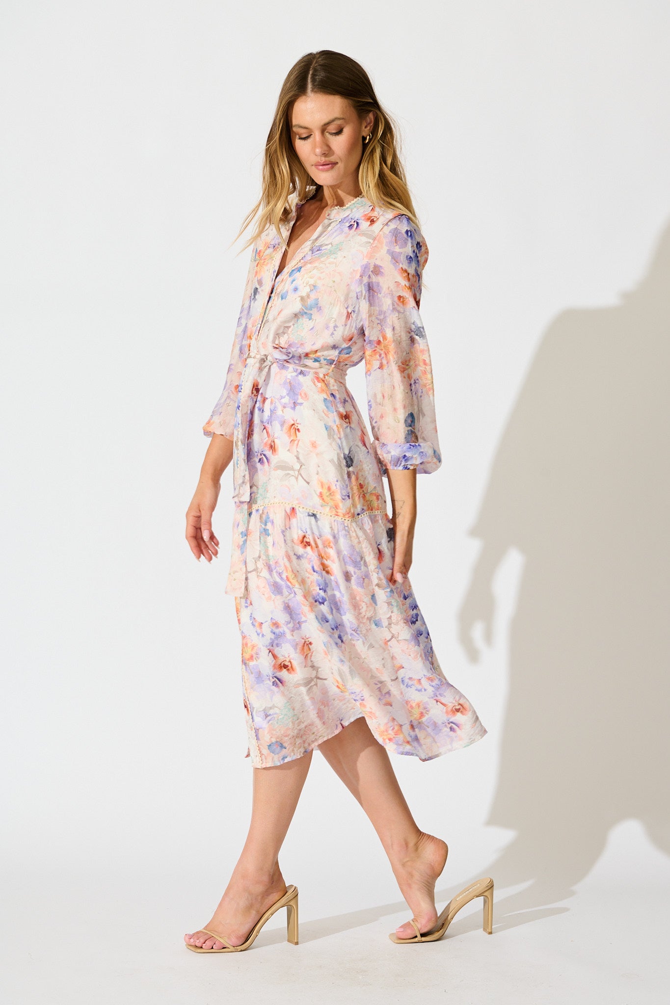 Vivette Midi Dress in Multi Floral Print