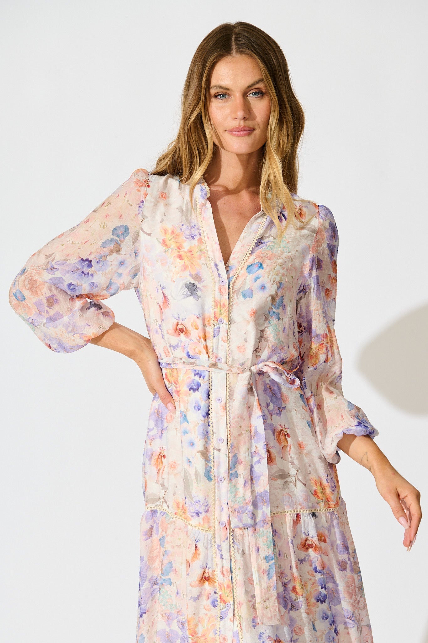 Vivette Midi Dress in Multi Floral Print