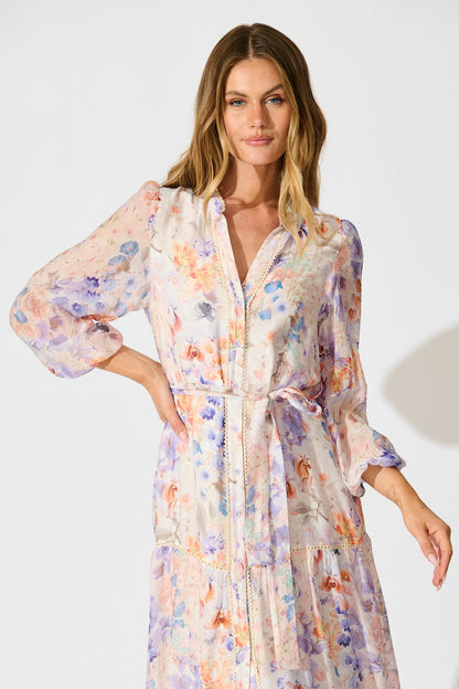 Vivette Midi Dress in Multi Floral Print