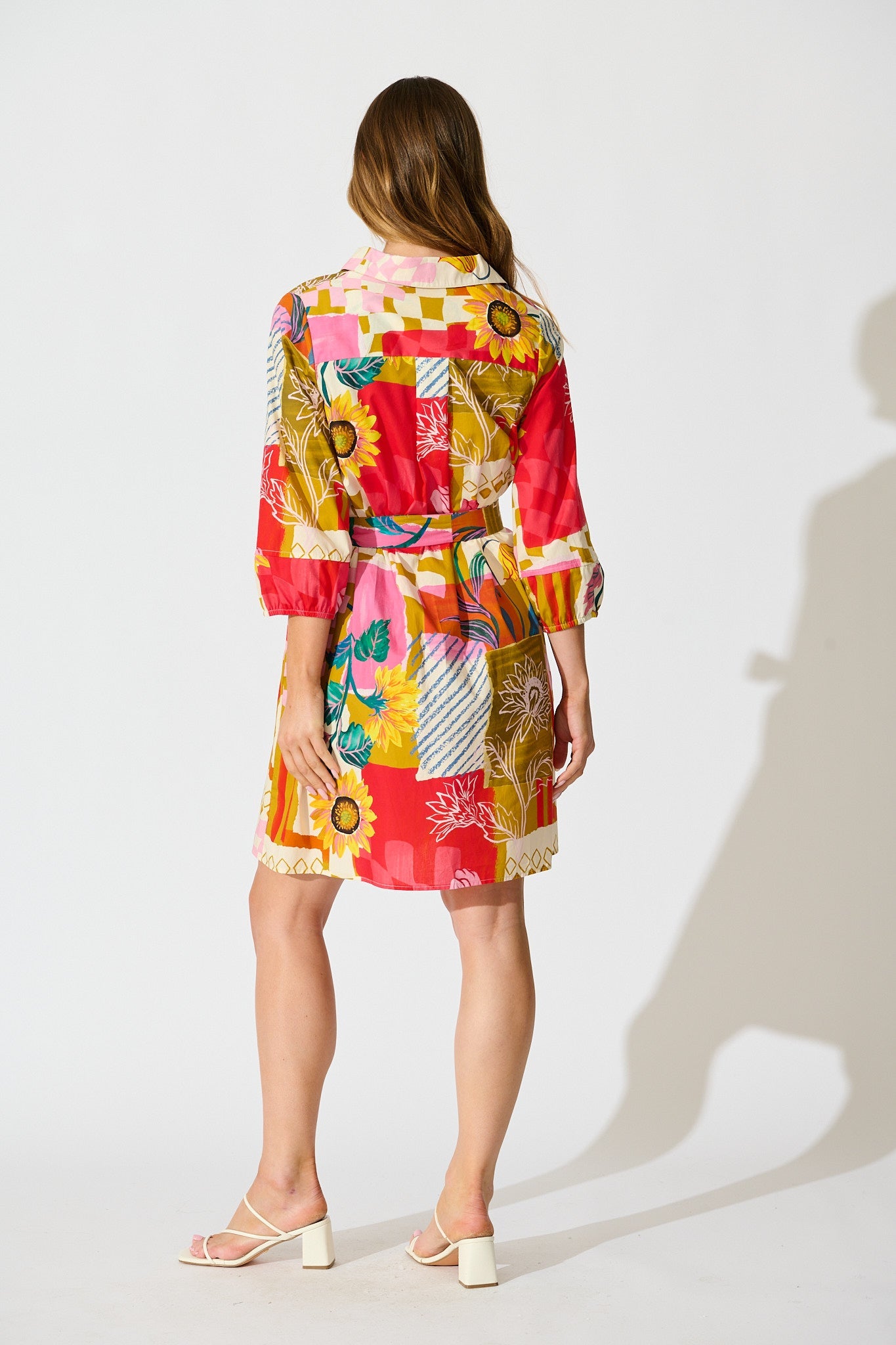 Festival Flora Shirt Dress in Red Multi Floral Cotton