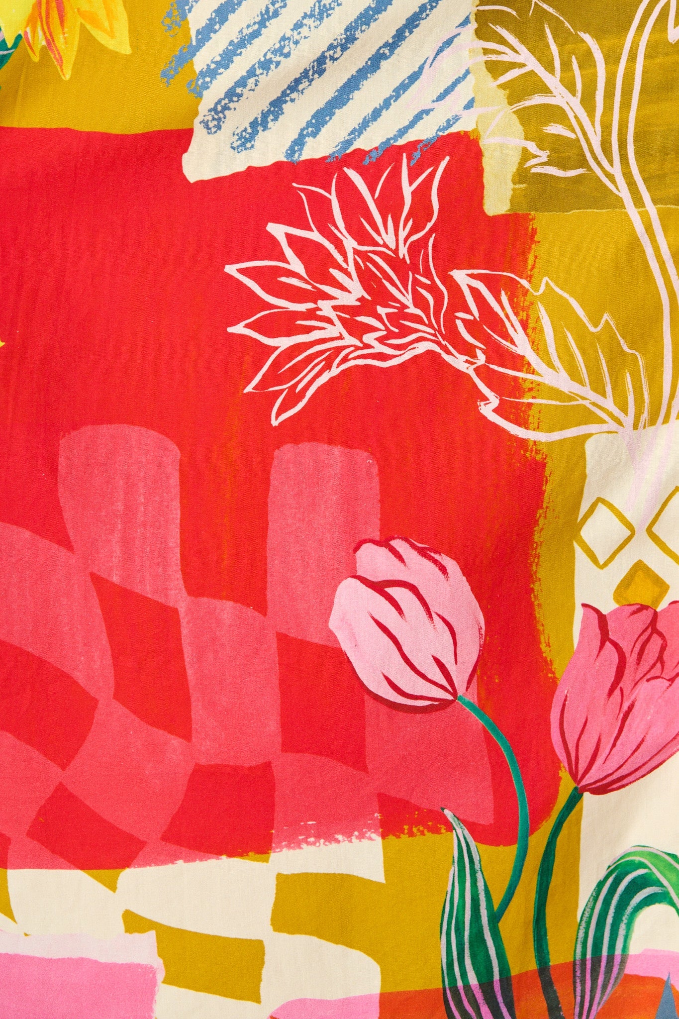 Fiesta Garden Midi Dress in Red Multi Floral Cotton