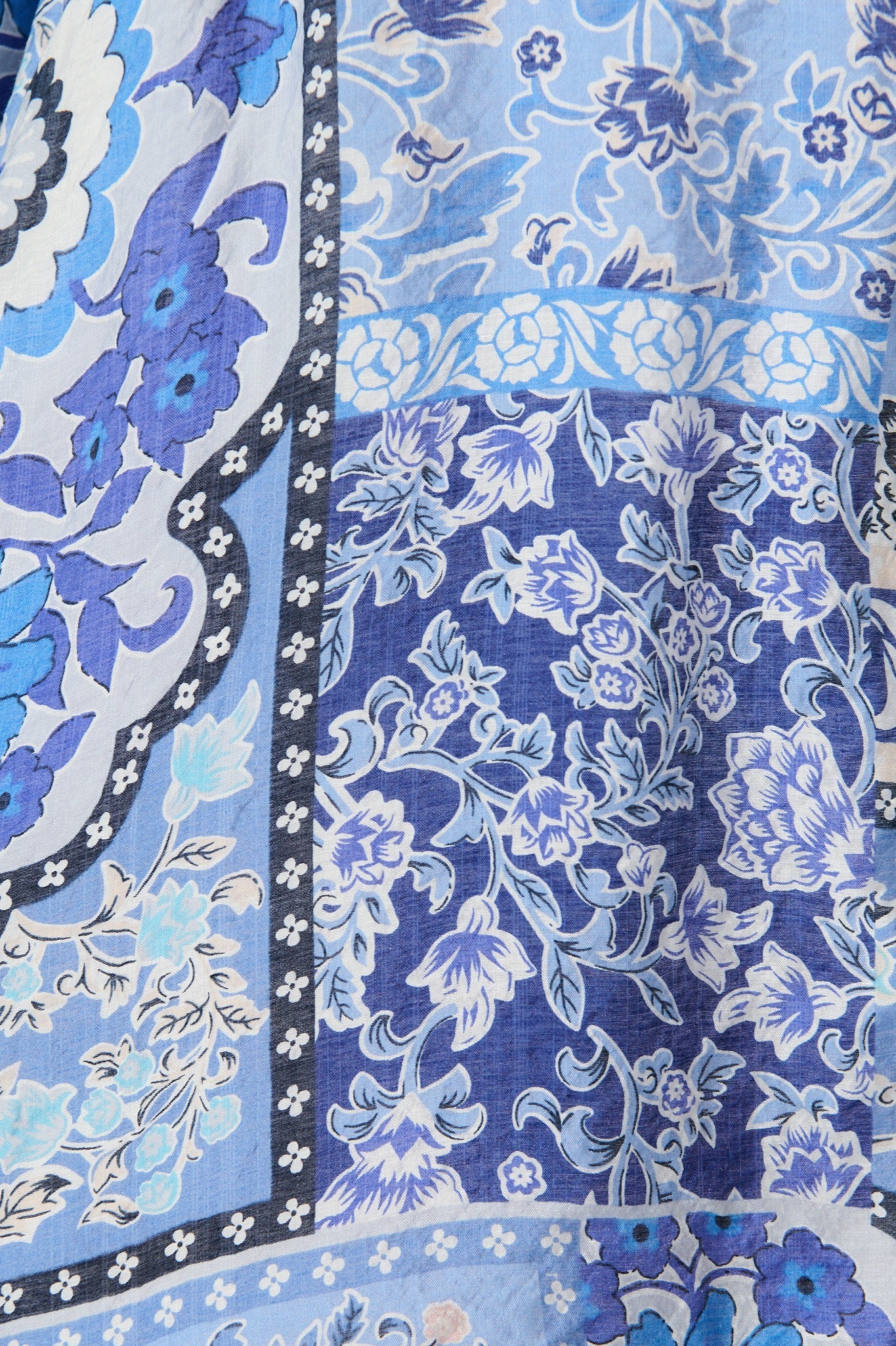 Malhia Shirt Dress in Multi Blue Cotton Blend