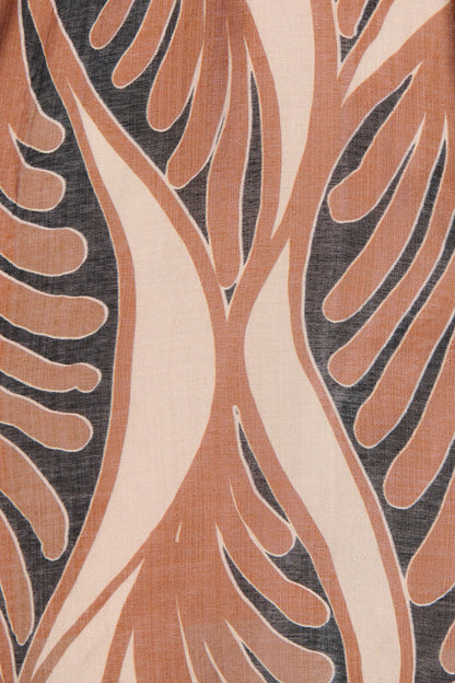 Malhia Shirt Dress in Brown with Tan Cotton Blend