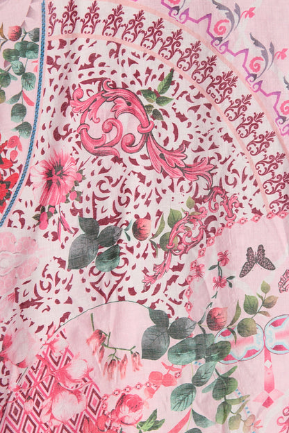 Tessa Maxi Shirt Dress in Pink Floral Cotton Blend