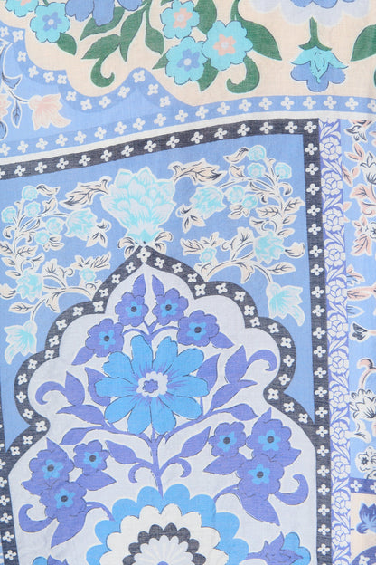 Tessa Maxi Shirt Dress in Multi Blue Cotton Blend