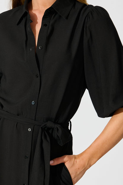 Petal Eclipse Dress in Black with Floral Print