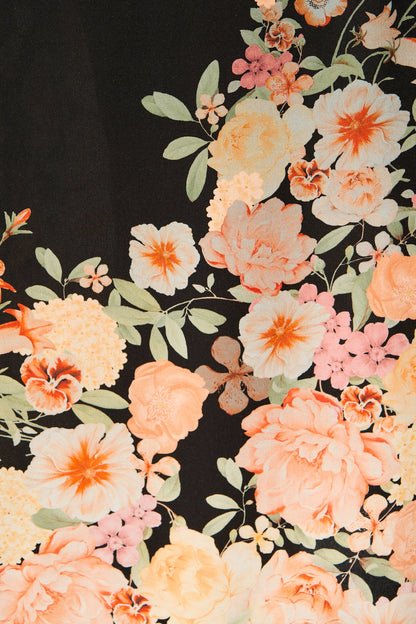 Petal Eclipse Dress in Black with Floral Print