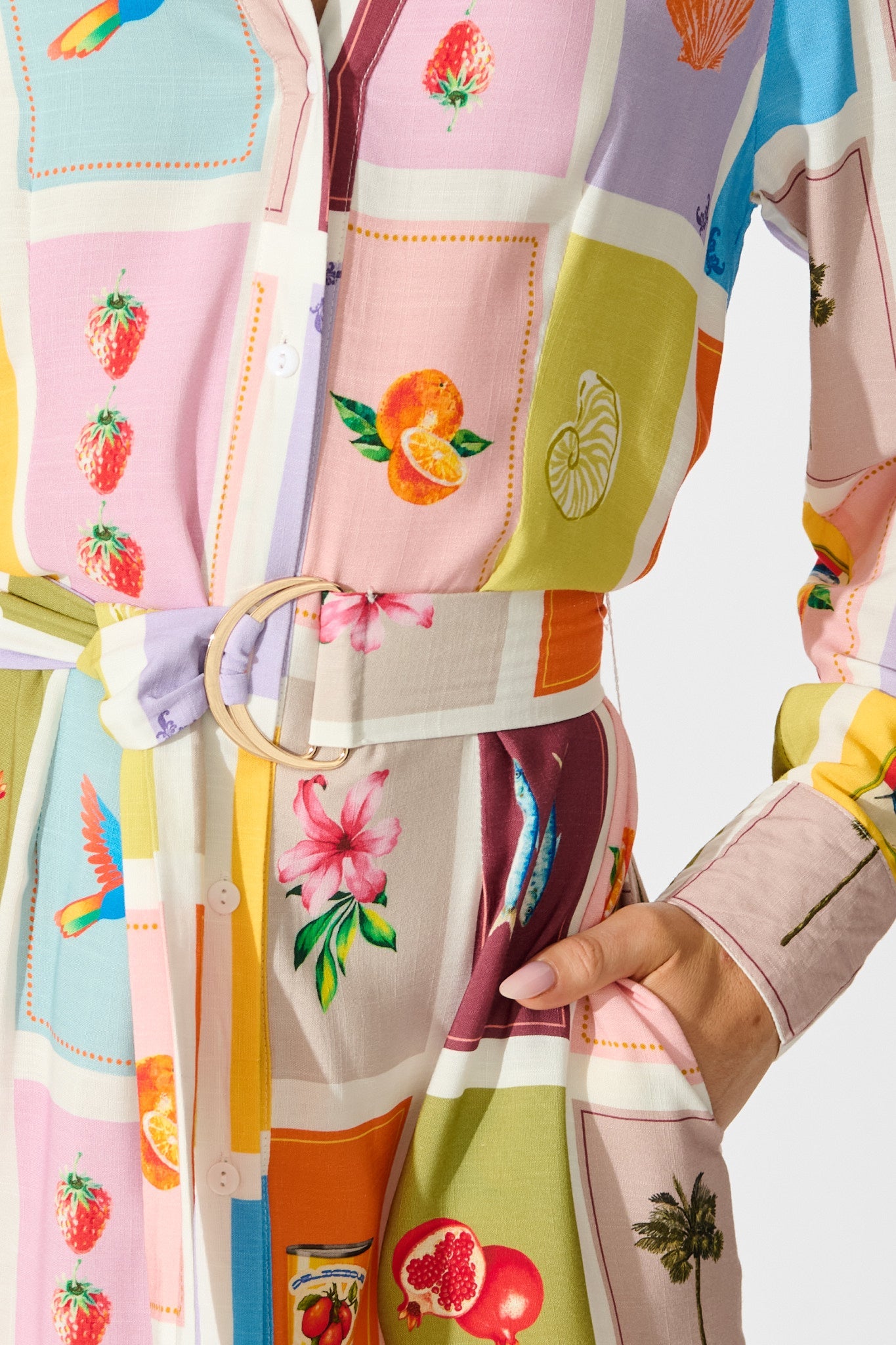 La Dolce Vita Maxi Shirt Dress in Multi Conversational Print