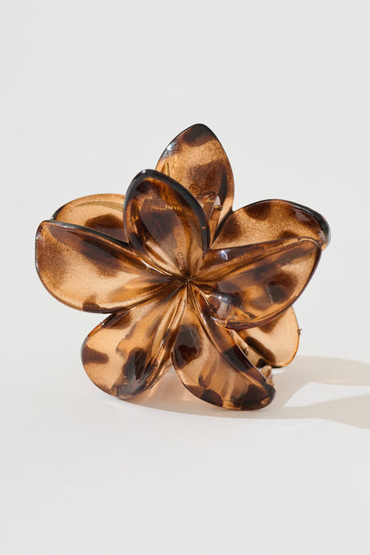 Frangipani Hair Claw in Brown Tortoise Shell