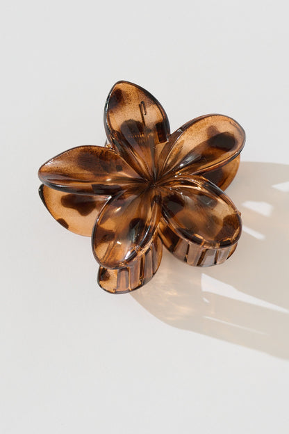 Frangipani Hair Claw in Brown Tortoise Shell