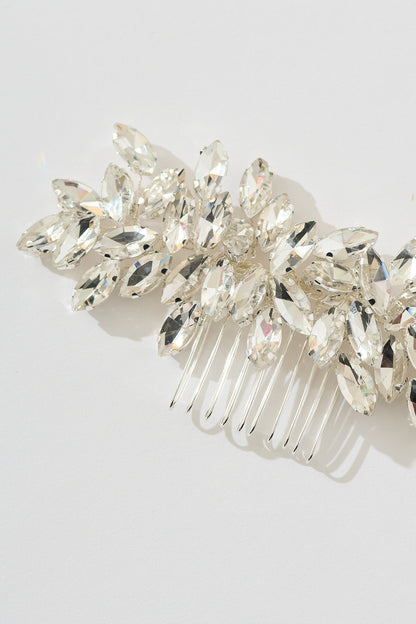 Stephanie Bridal Hair Comb Clip in Clear Diamante