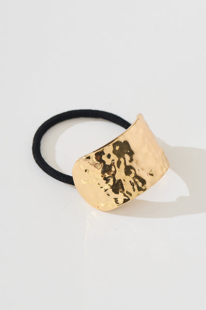 Stania Metal Ponytail Cuff Hair Tie in Textured Gold