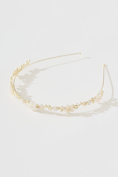 Dina Headband in Gold with Flower