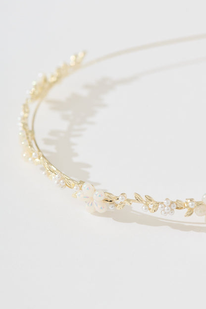 Dina Headband in Gold with Flower