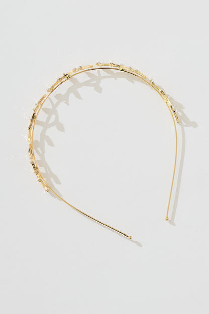 Desiree Headband in Gold with Leaf Diamante