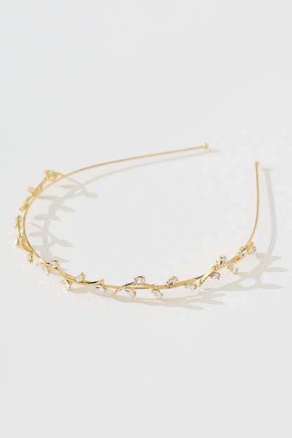 Desiree Headband in Gold with Leaf Diamante