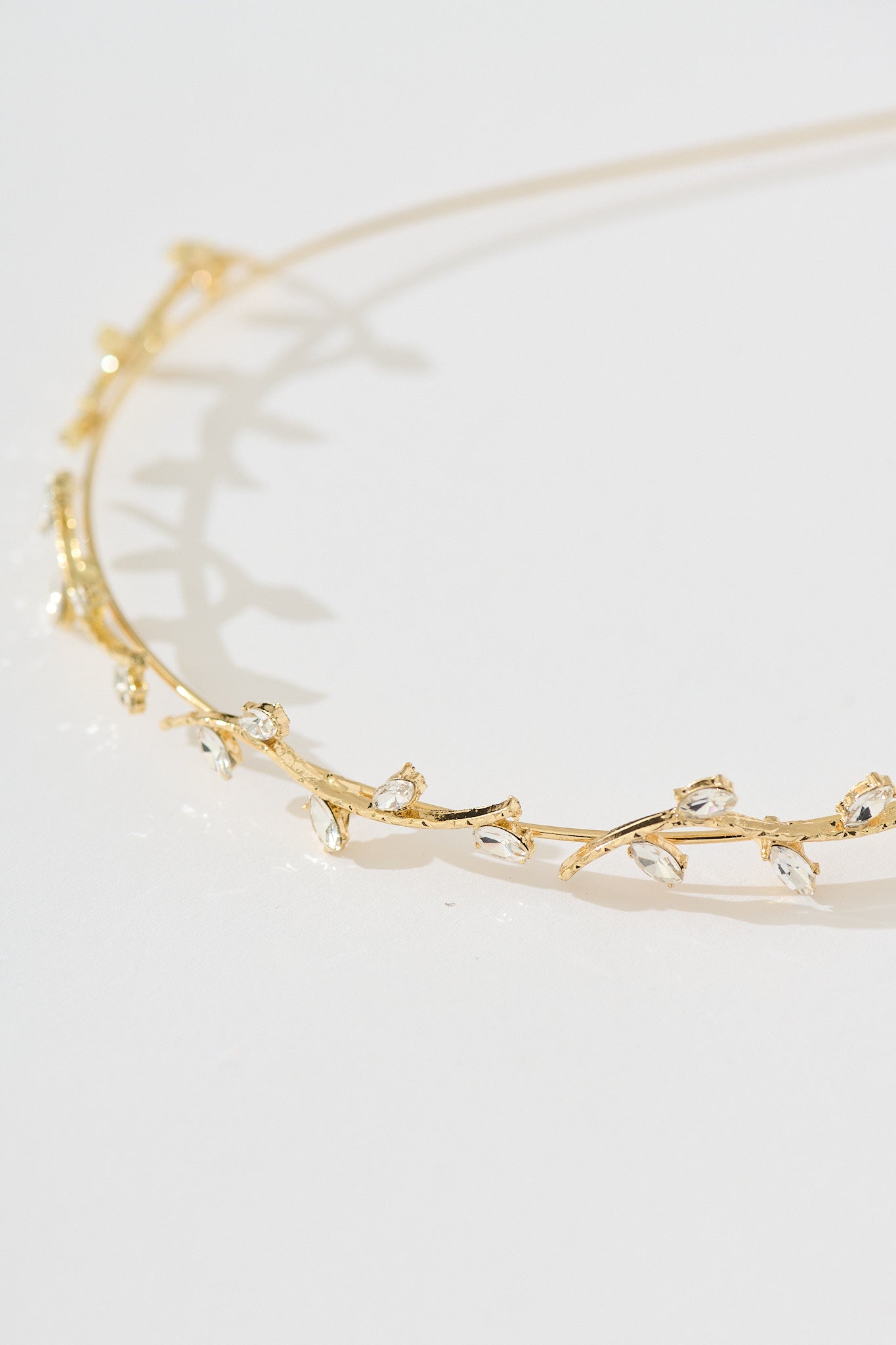 Desiree Headband in Gold with Leaf Diamante