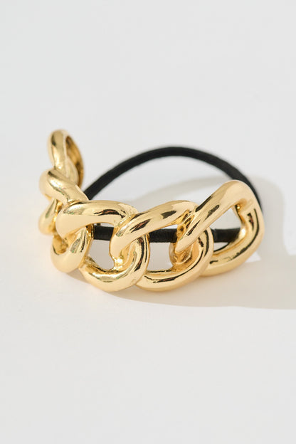Chessa Metal Ponytail Cuff Hair Tie in Gold