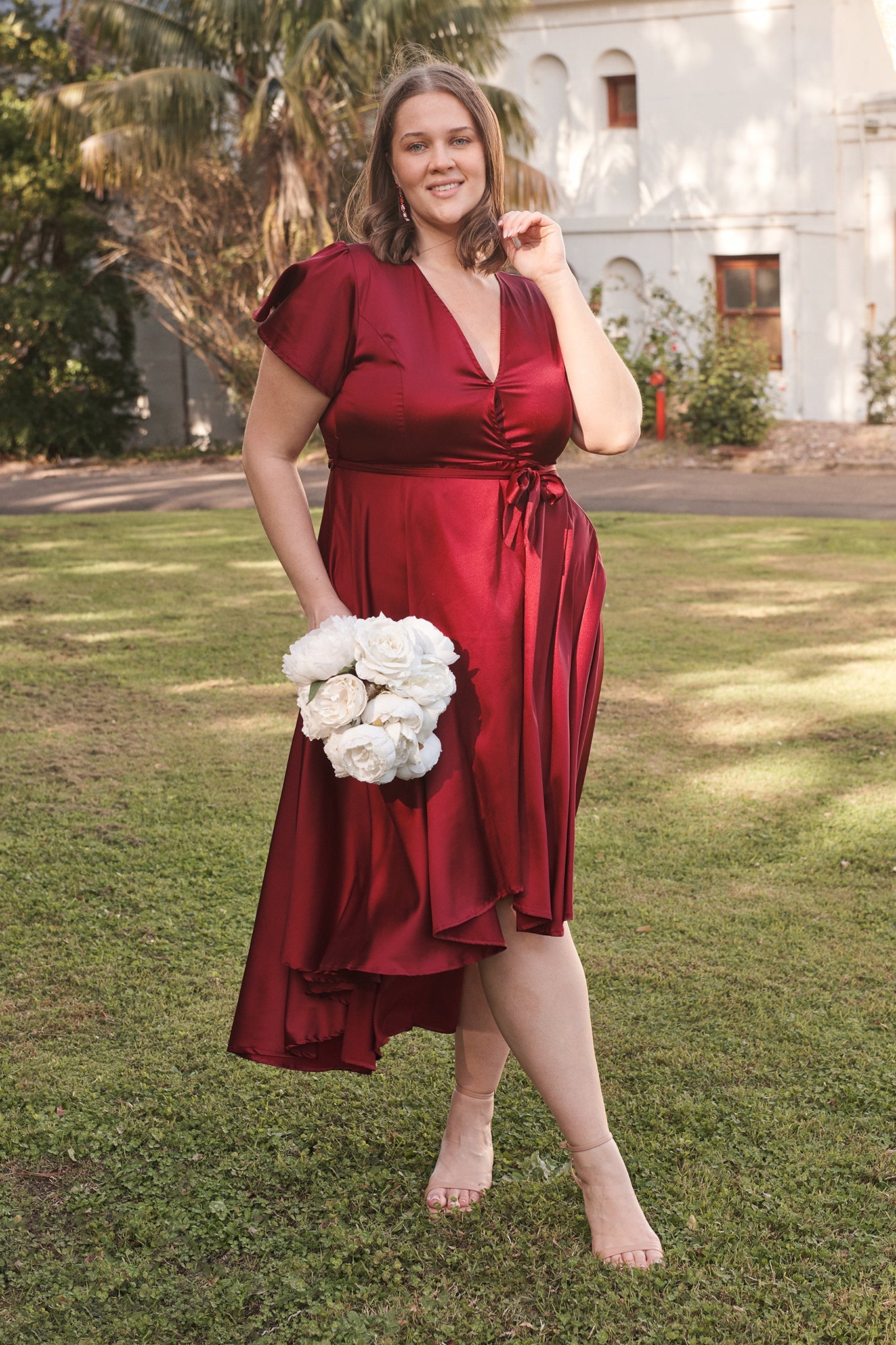 Loulou Maxi Dress in Wine Satin