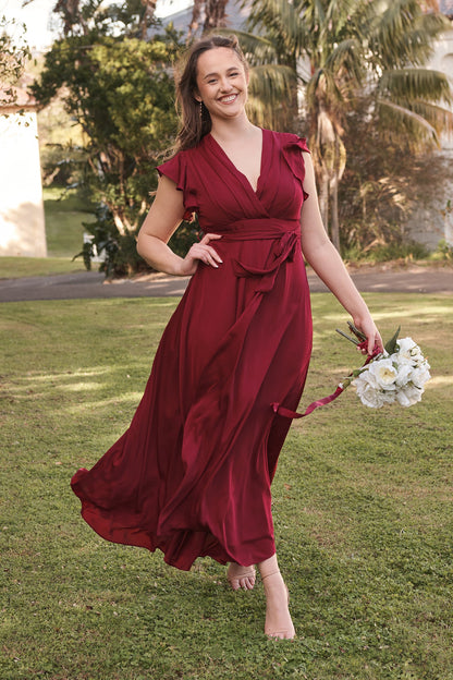 Wynter Maxi Dress in Wine Chiffon