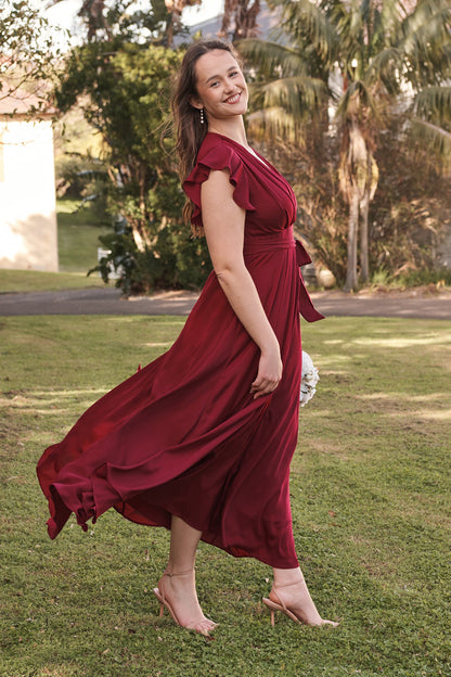 Wynter Maxi Dress in Wine Chiffon