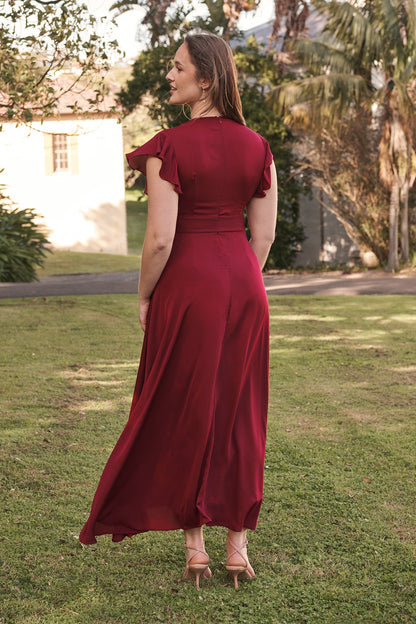 Wynter Maxi Dress in Wine Chiffon