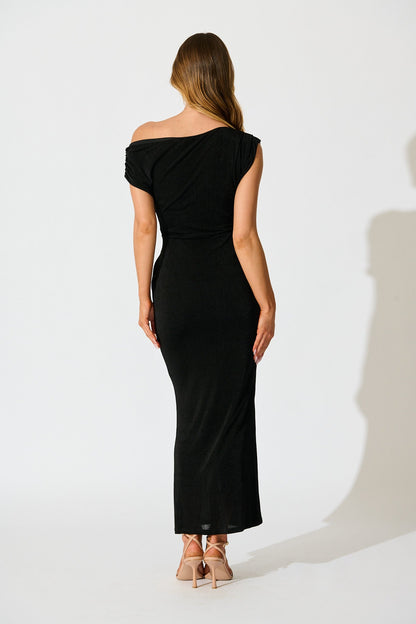 Queen Of The Night Maxi Dress in Black Jersey