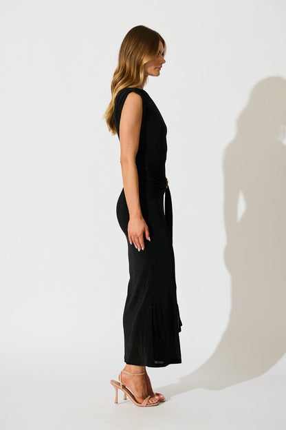 Queen Of The Night Maxi Dress in Black Jersey