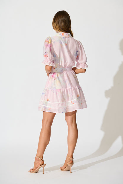 Liora Shirt Dress in Light Pink Floral