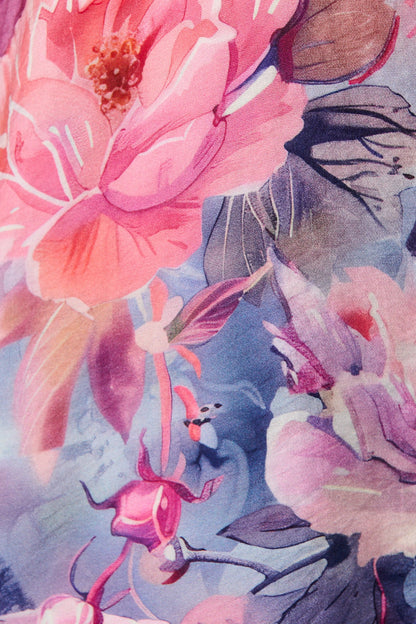 Amelio Shirt in Blue with Pink Floral