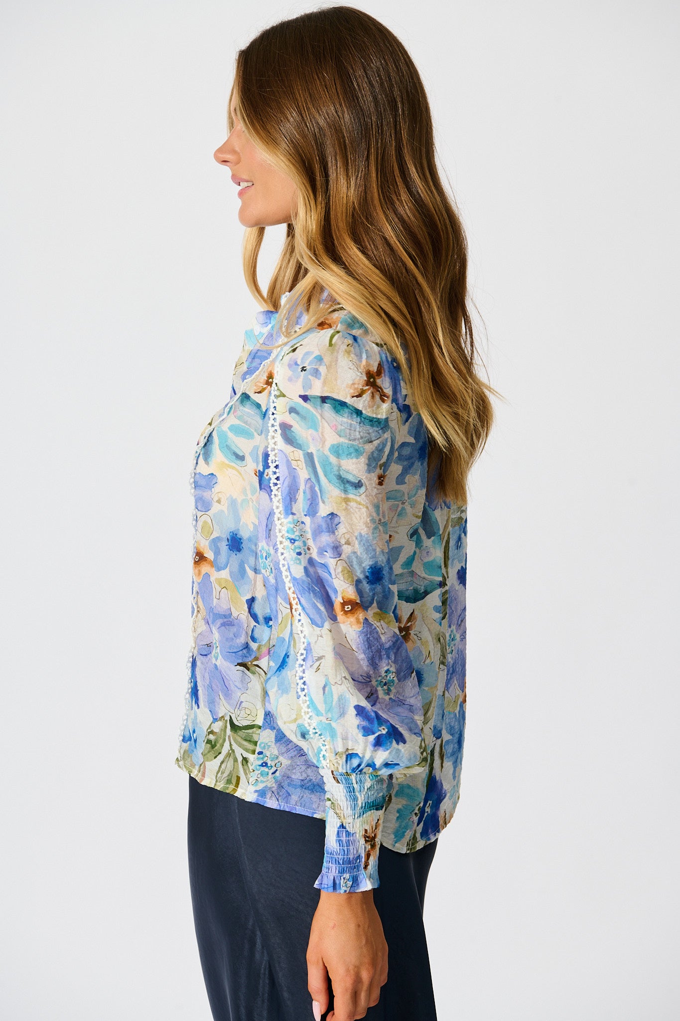 Meadow Mist Shirt in Blue Floral