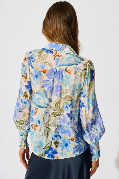 Meadow Mist Shirt in Blue Floral