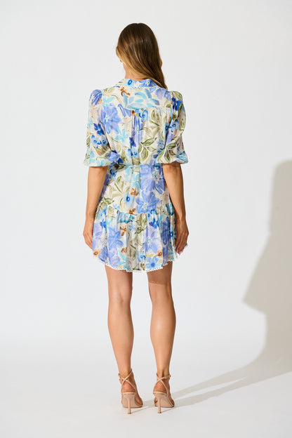 Bluebell Bloom Shirt Dress in Blue Floral