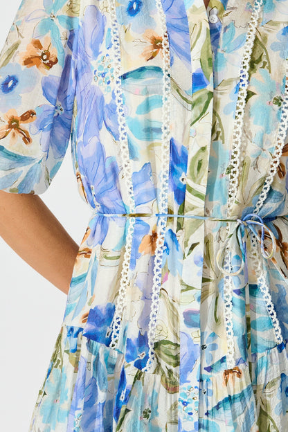 Bluebell Bloom Shirt Dress in Blue Floral