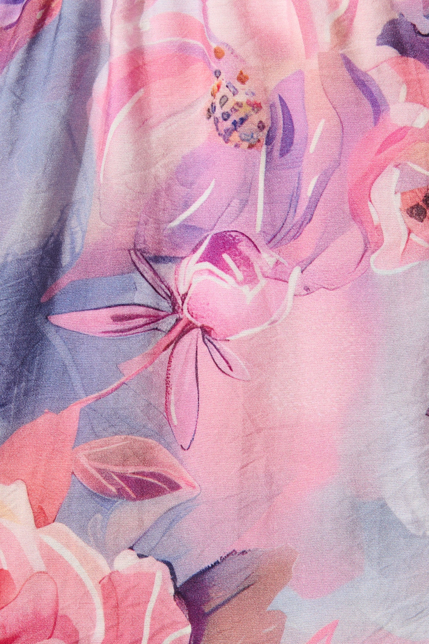 Krista Shirt Dress in Blue with Pink Floral Cotton