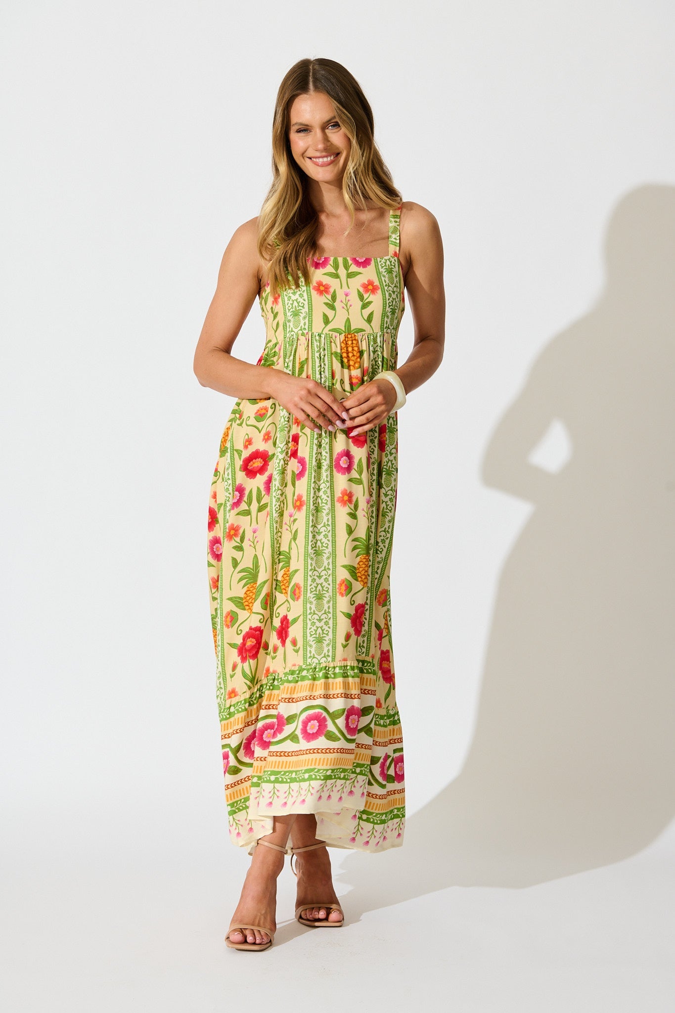 SunKissed Midi Dress In Pineapple Print