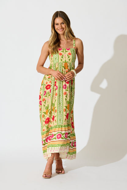 SunKissed Midi Dress In Pineapple Print