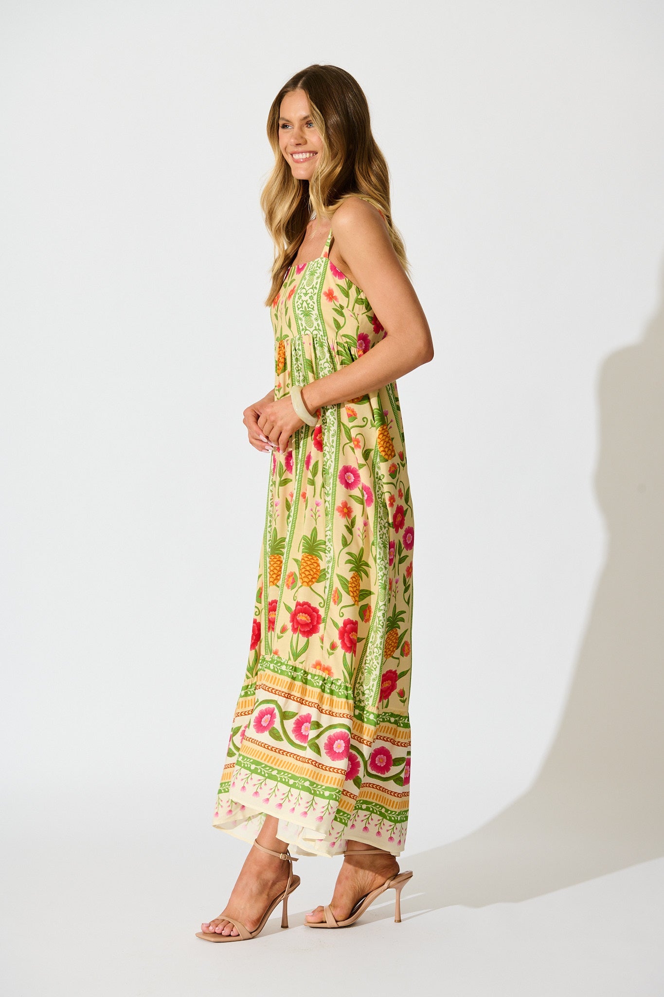 SunKissed Midi Dress In Pineapple Print