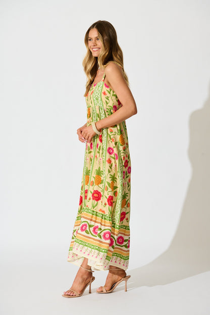 SunKissed Midi Dress In Pineapple Print