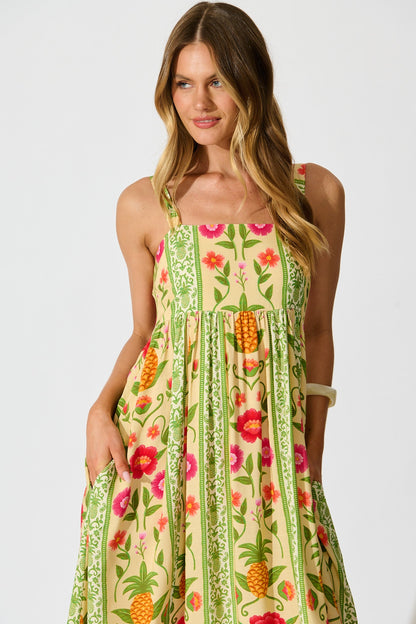 SunKissed Midi Dress In Pineapple Print