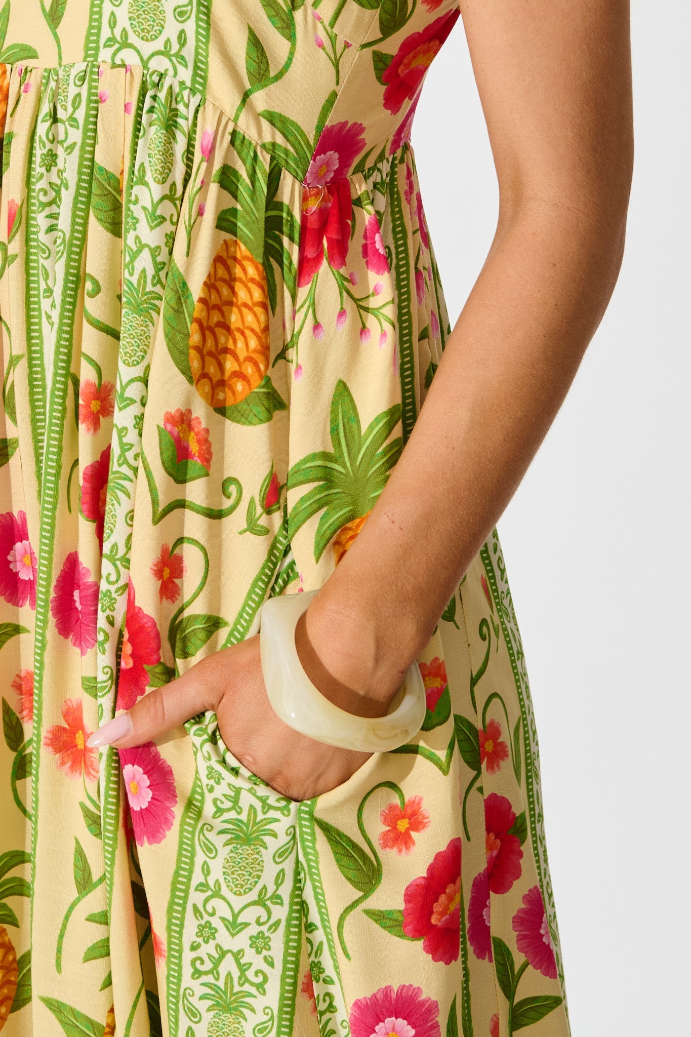 SunKissed Midi Dress In Pineapple Print