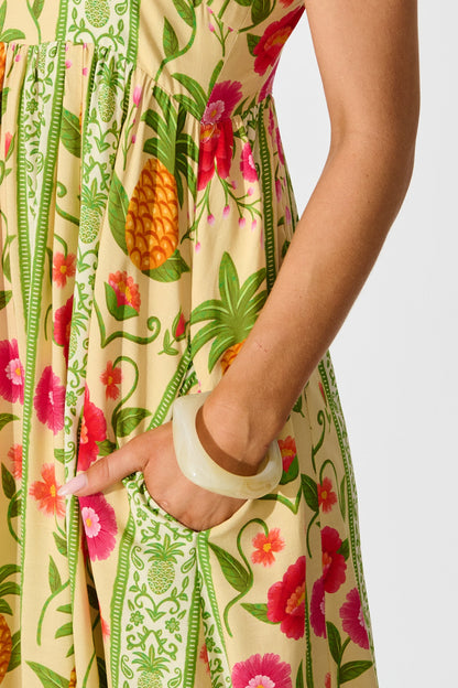 SunKissed Midi Dress In Pineapple Print