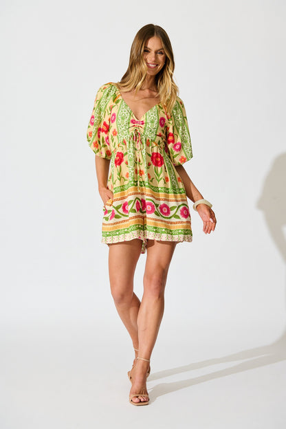 Sunset Squeeze Playsuit in Pineapple Print