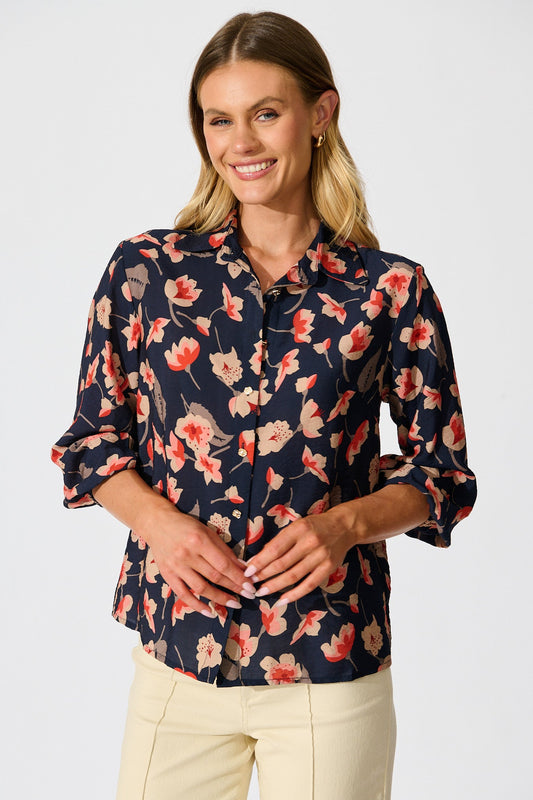 Twilight Flora Shirt in Navy Floral