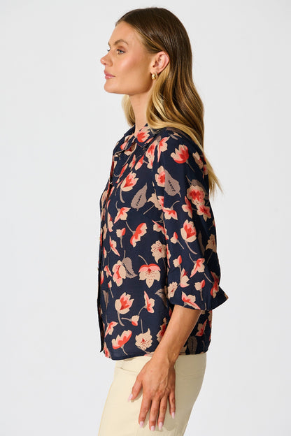 Twilight Flora Shirt in Navy Floral