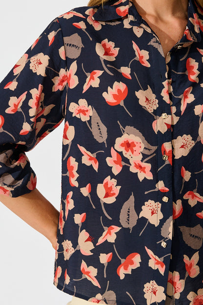 Twilight Flora Shirt in Navy Floral