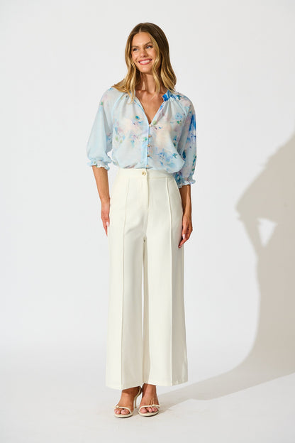 Martisha Top in Blue Floral