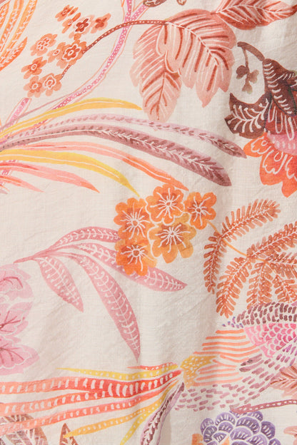 Marilina Short Dress in Multi Tan Leaf Print